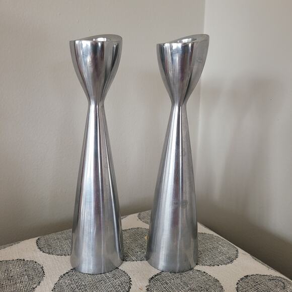 Nambe Other - Set of 2 Pewter Silver Toned Candle Sticks Nambe? Danish Vintage